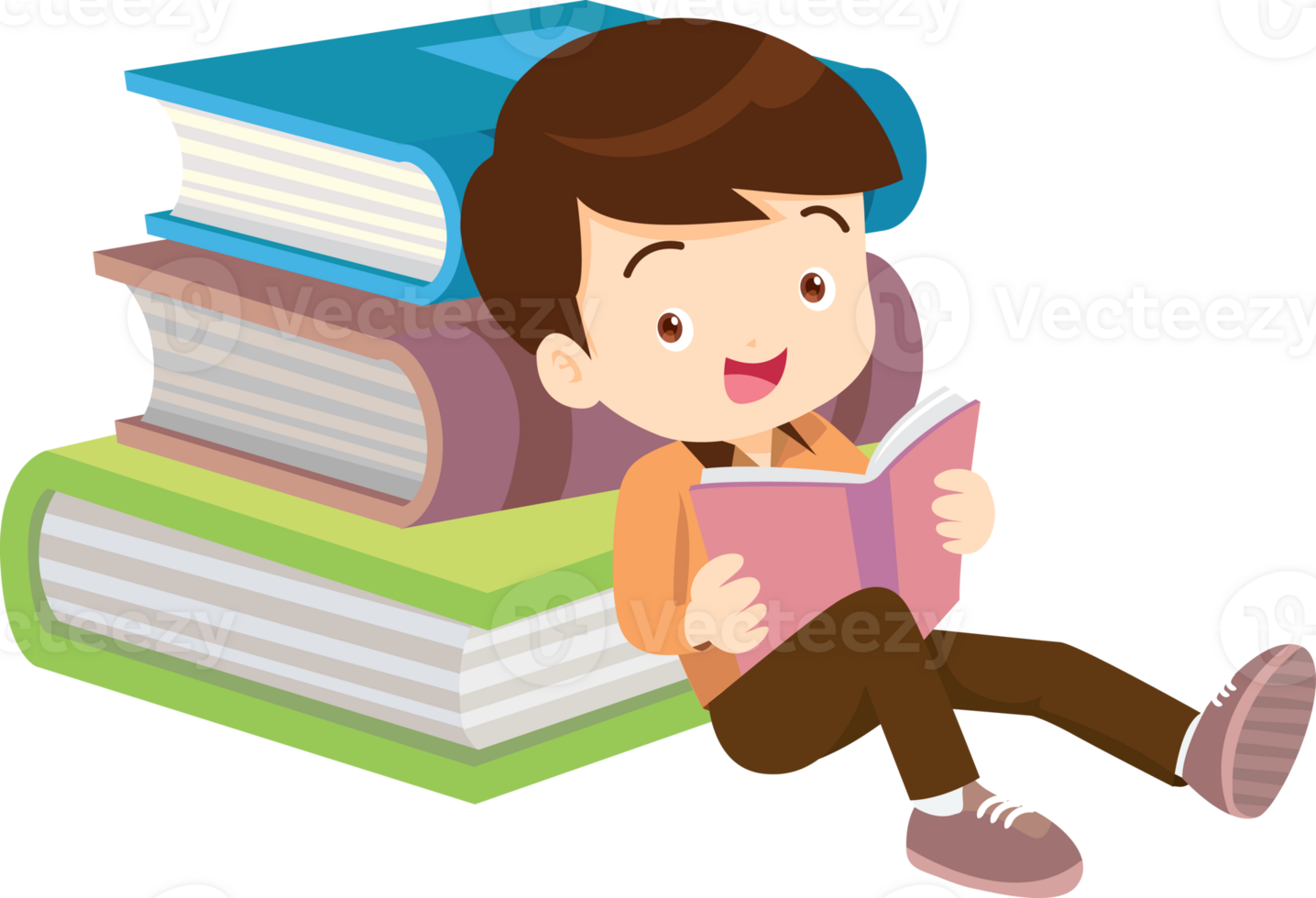 children reading books png