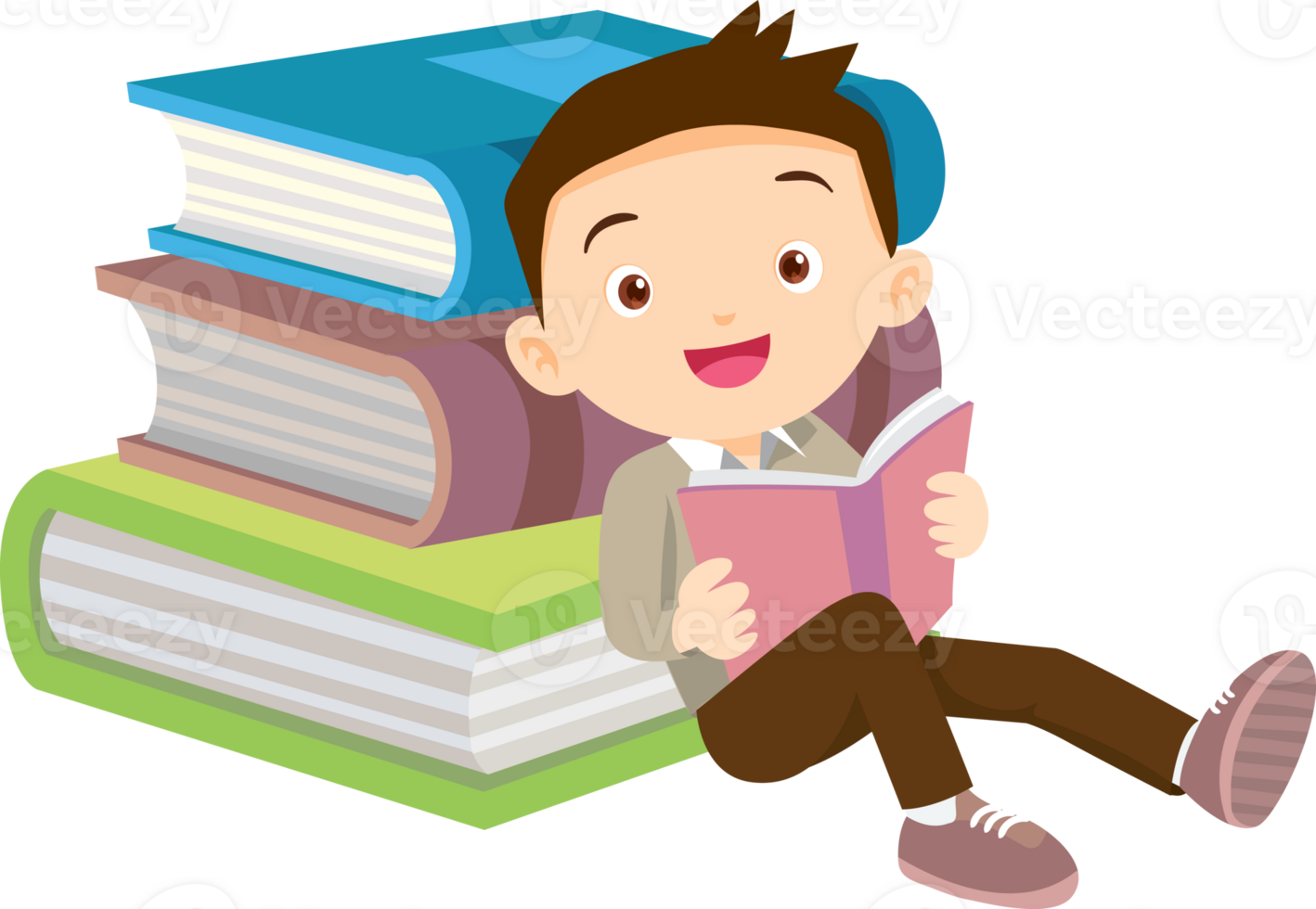 children reading books png