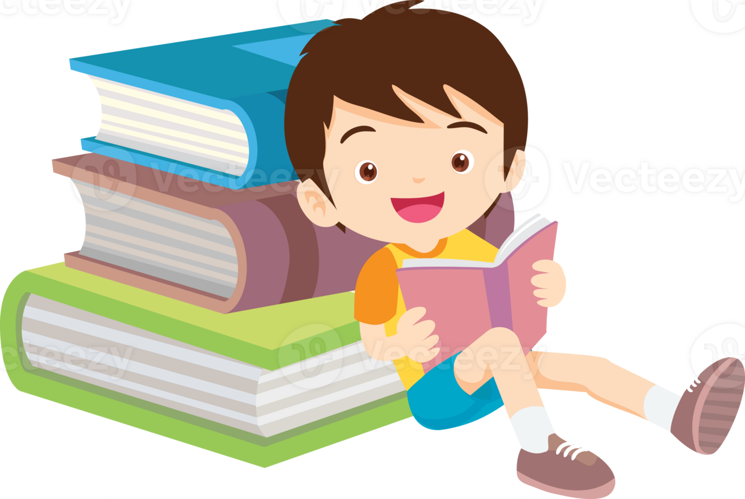 children reading books png
