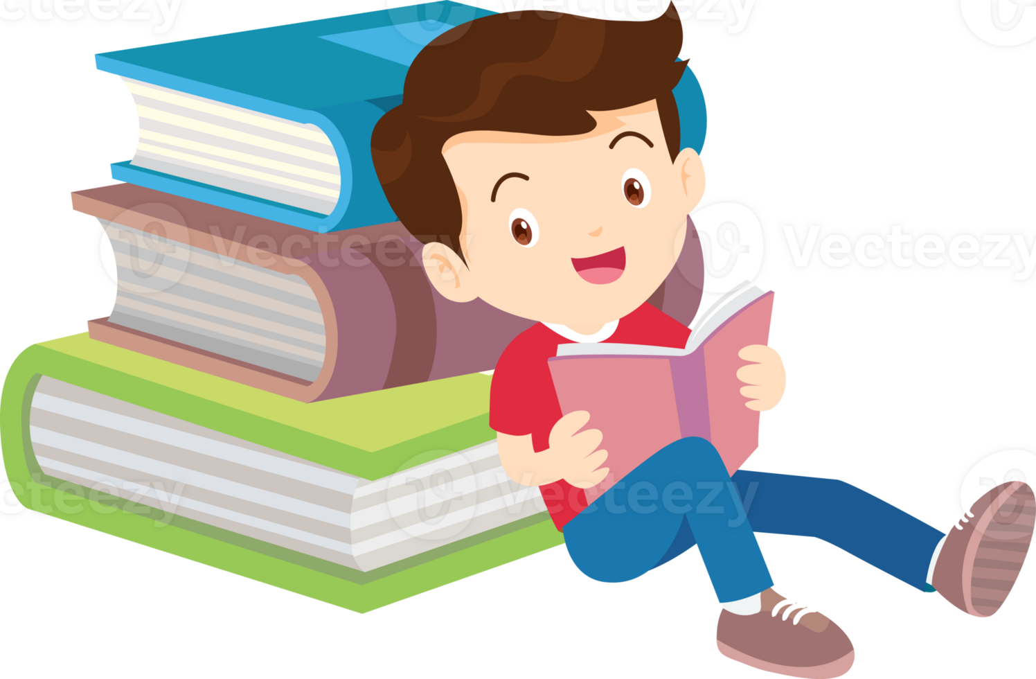 children reading books png