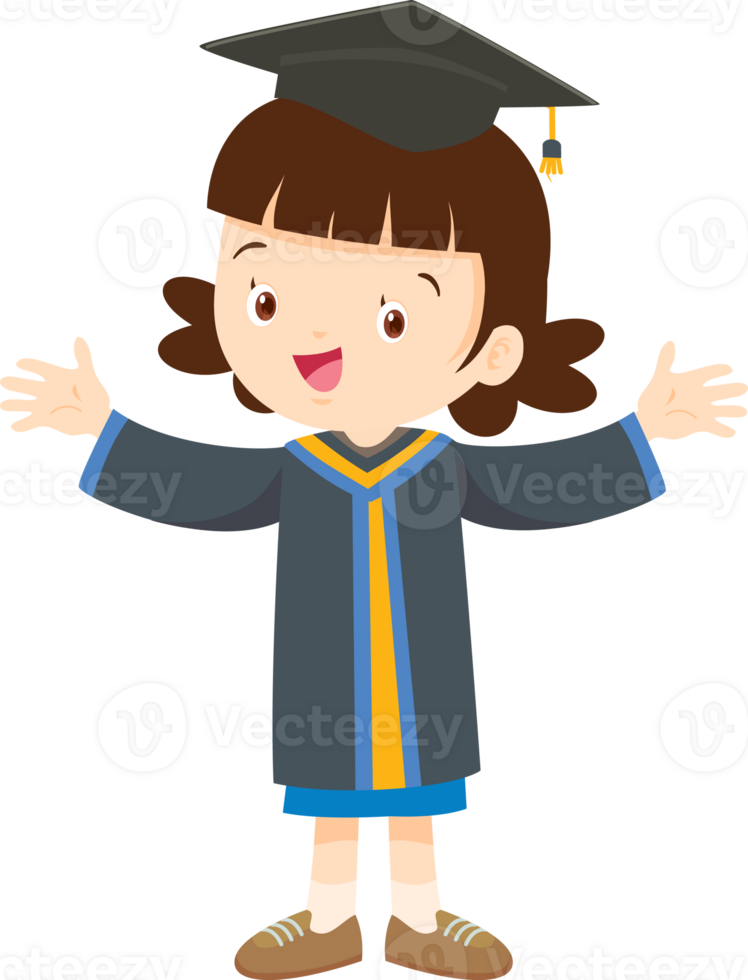 cute graduate students in graduate education with hat diploma ,certificate cartoon png