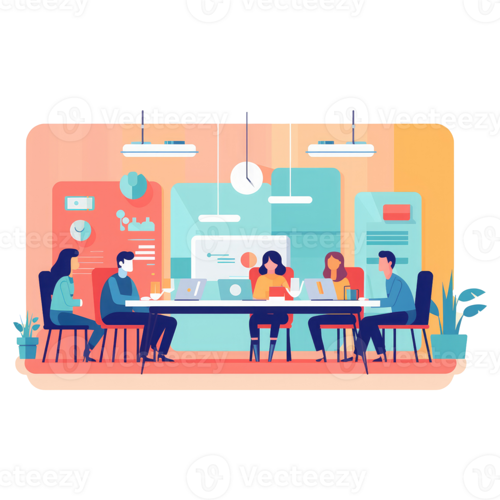 business team having a meeting in a modern office . AI Generated png