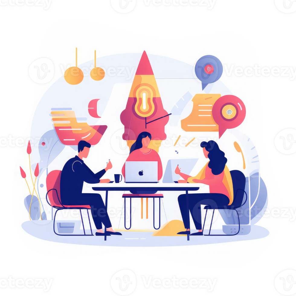 depict business concepts like teamwork, innovation, collaboration, or productivity . AI Generated png