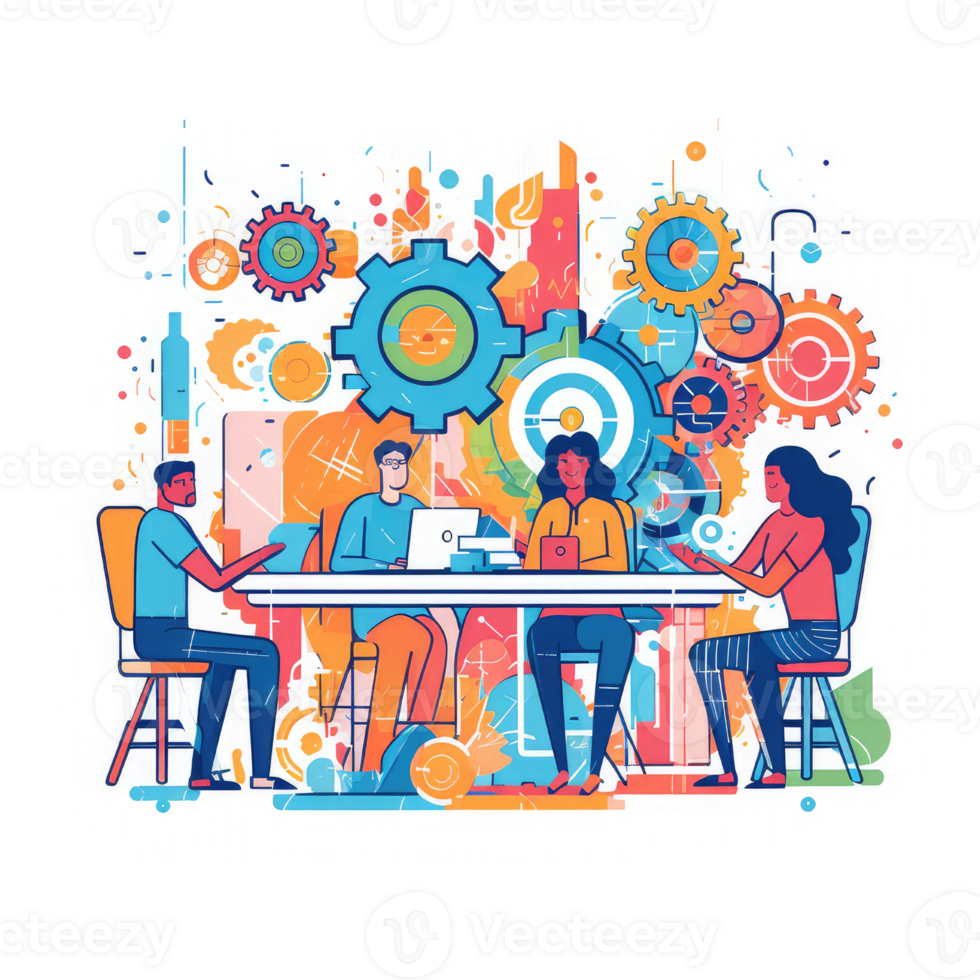 team works together to design the project . AI Generated png
