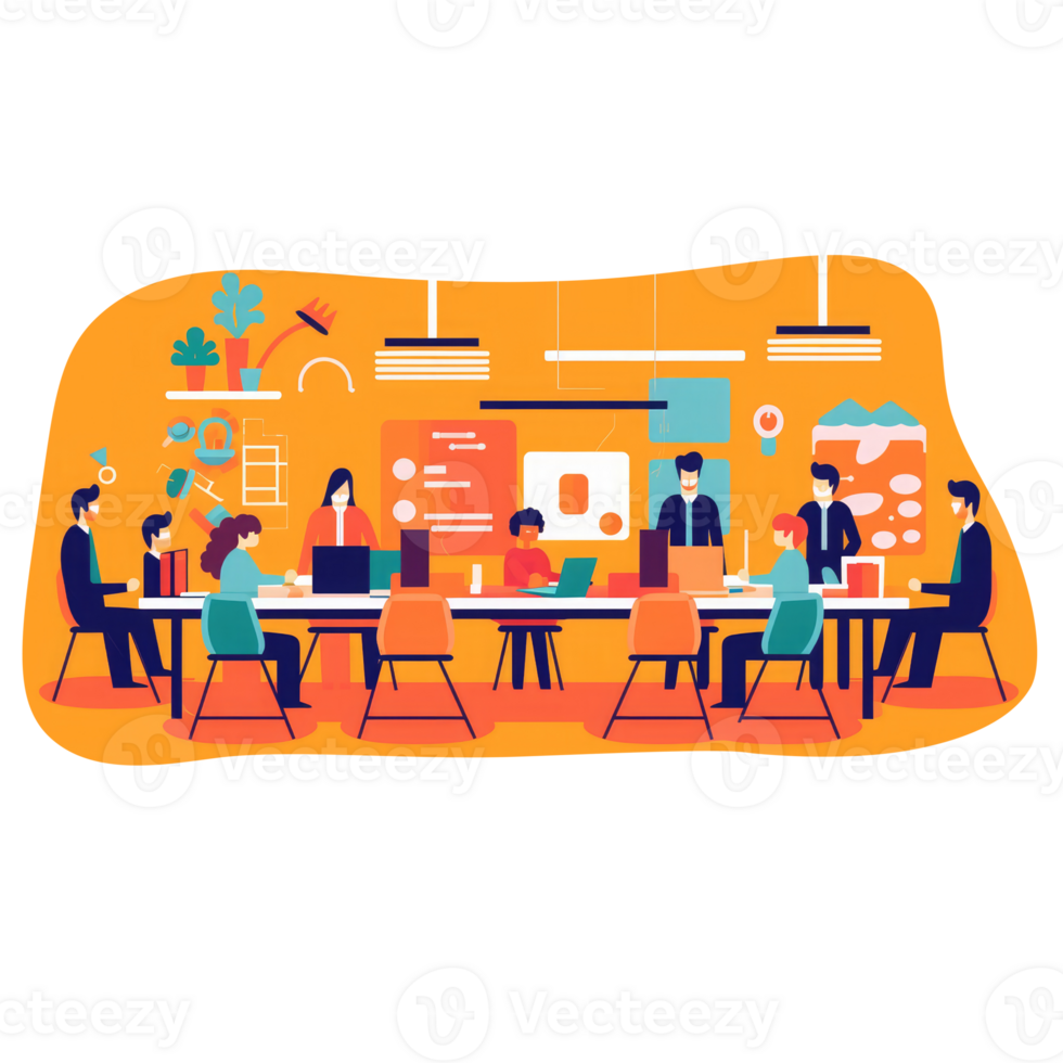 business team having a meeting in a modern office . AI Generated png