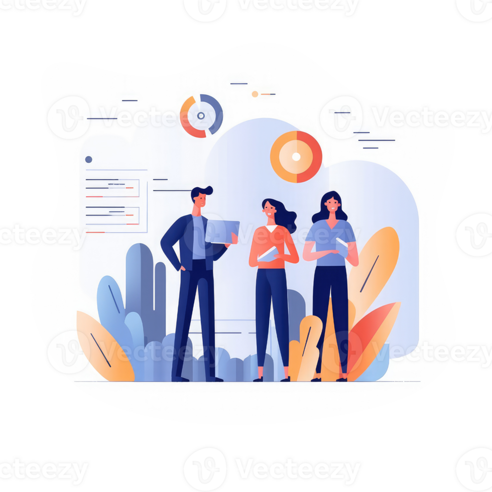 business team work on data presentation . AI Generated png