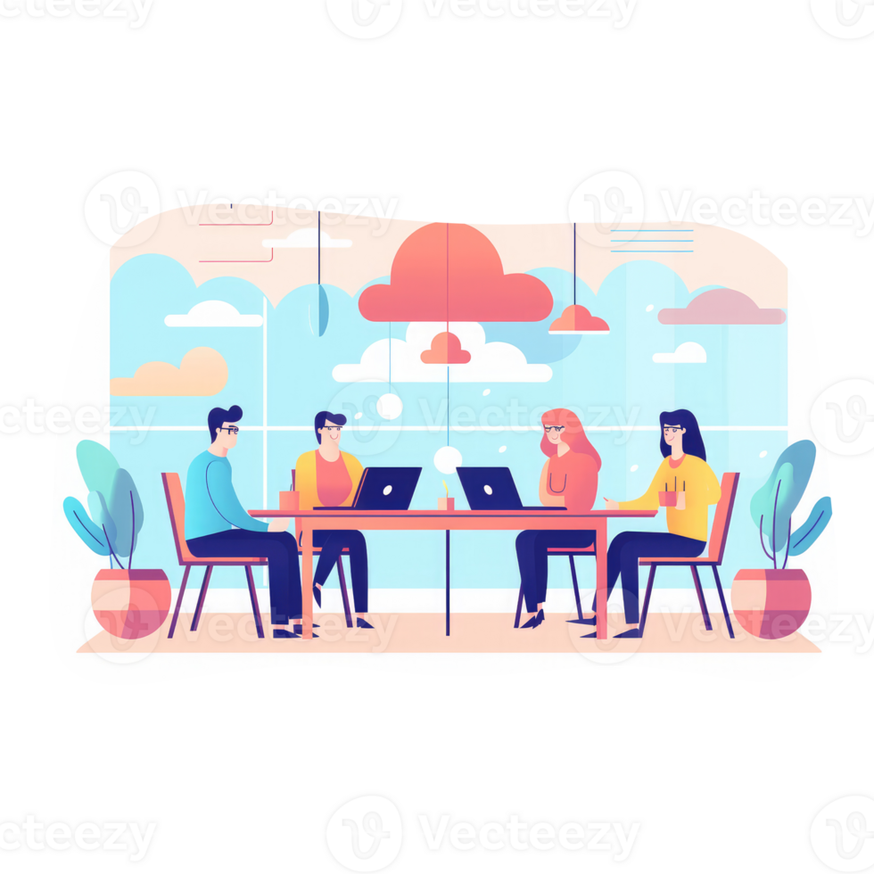 business team having a meeting in a modern office . AI Generated png