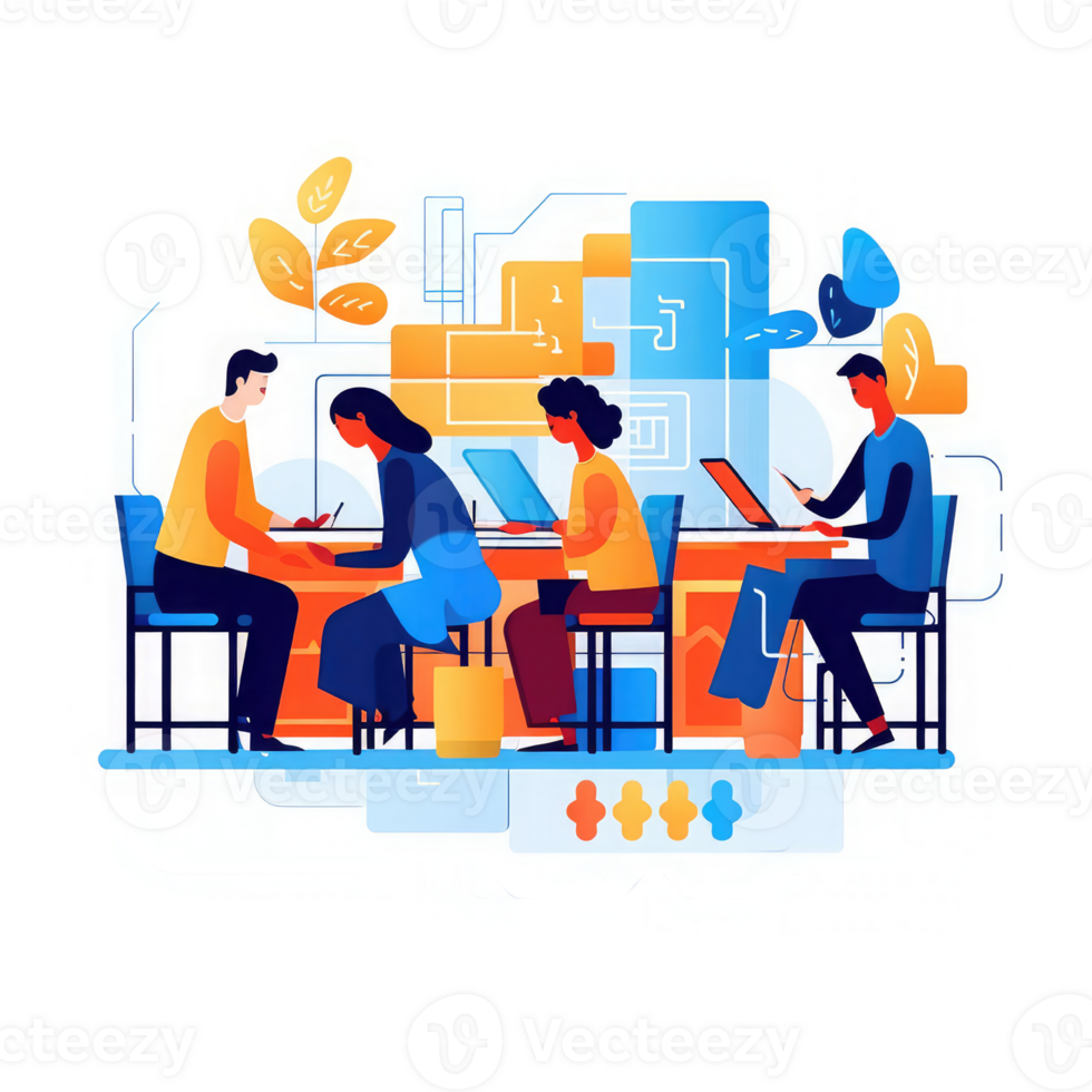 team works together to design the project . AI Generated png