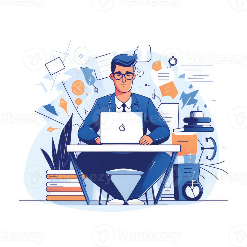 The CEO handles multiple projects and tasks simultaneously . AI Generated png