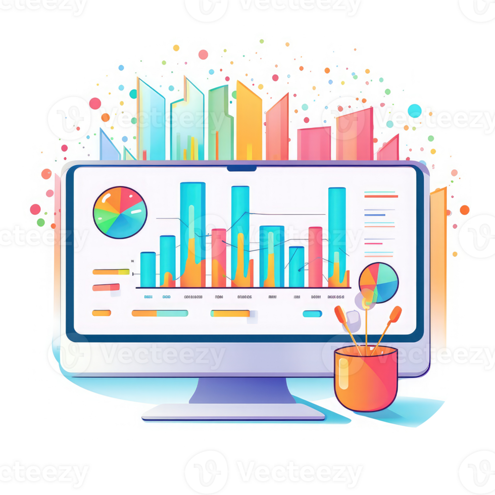 computer screen with graphs and charts showing positive results . AI Generated png