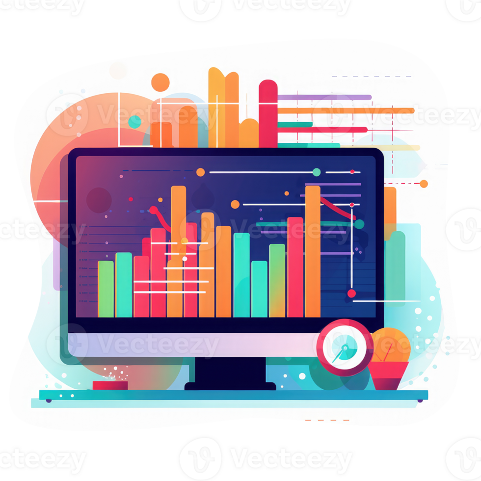 computer screen with graphs and charts showing positive results . AI Generated png