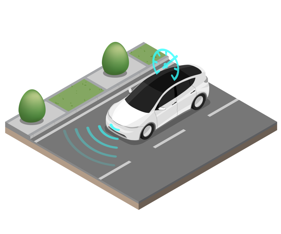 Isometric Composition car curise control limit speed and automotive radar png
