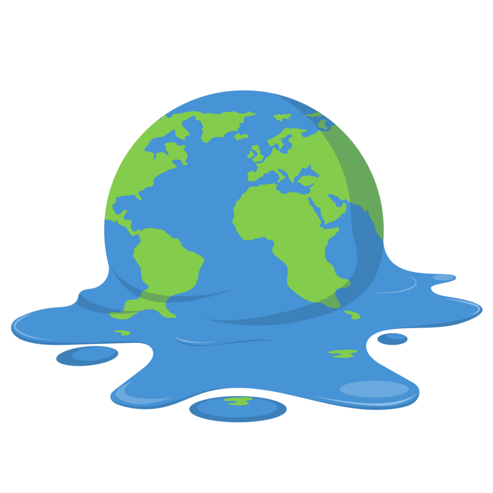 Global warming, climate change - world illustration, Graphic illustration of a melting earth. png