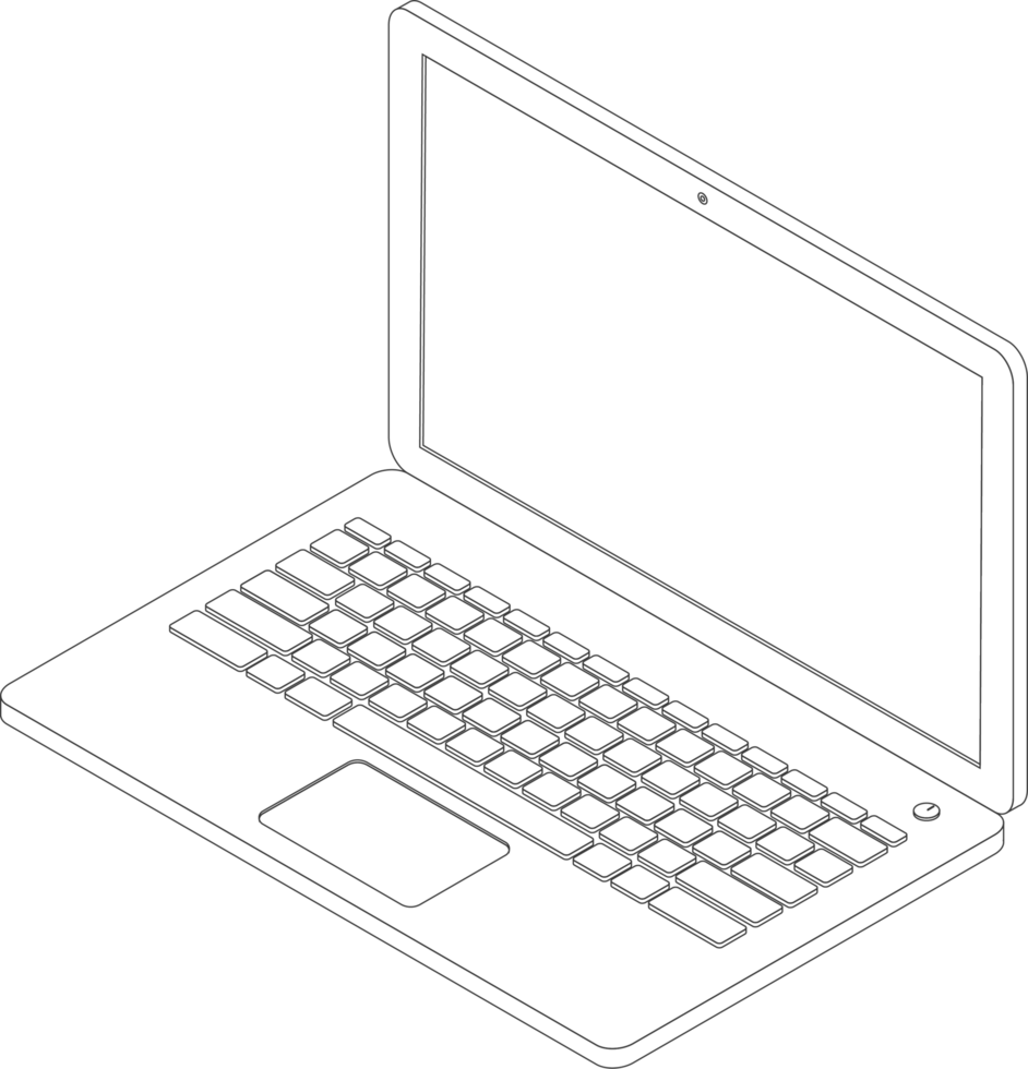 Isometric outline laptops png