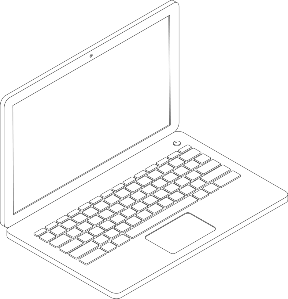 Isometric outline laptops png