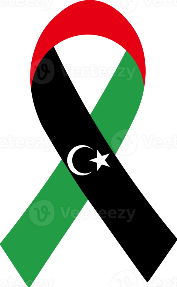 3D Flag of Libya on a fabric ribbon. png