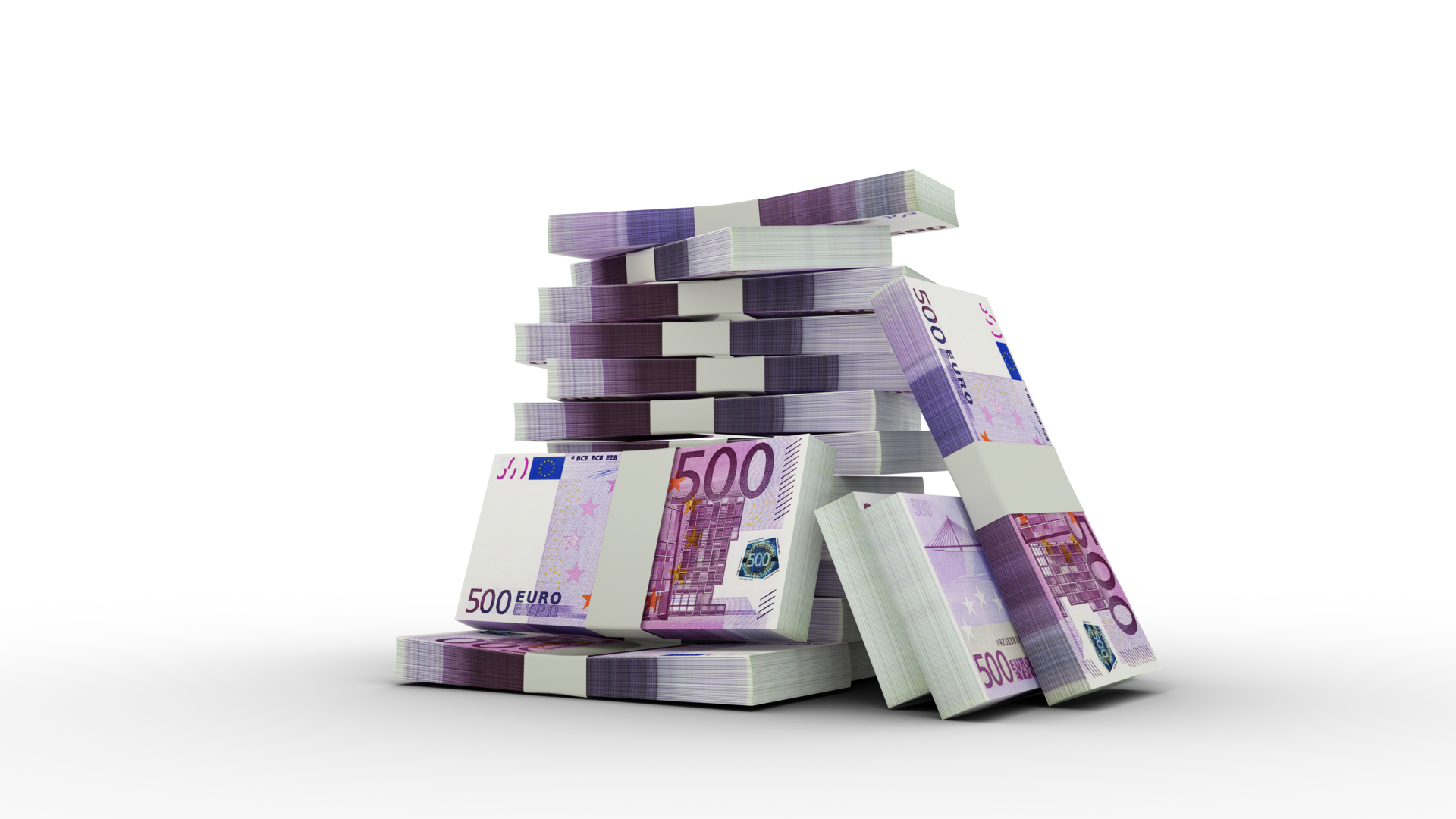 3d Rendering Of Stacks Of 500 Euro Notes Bundles Of Euro Currency 