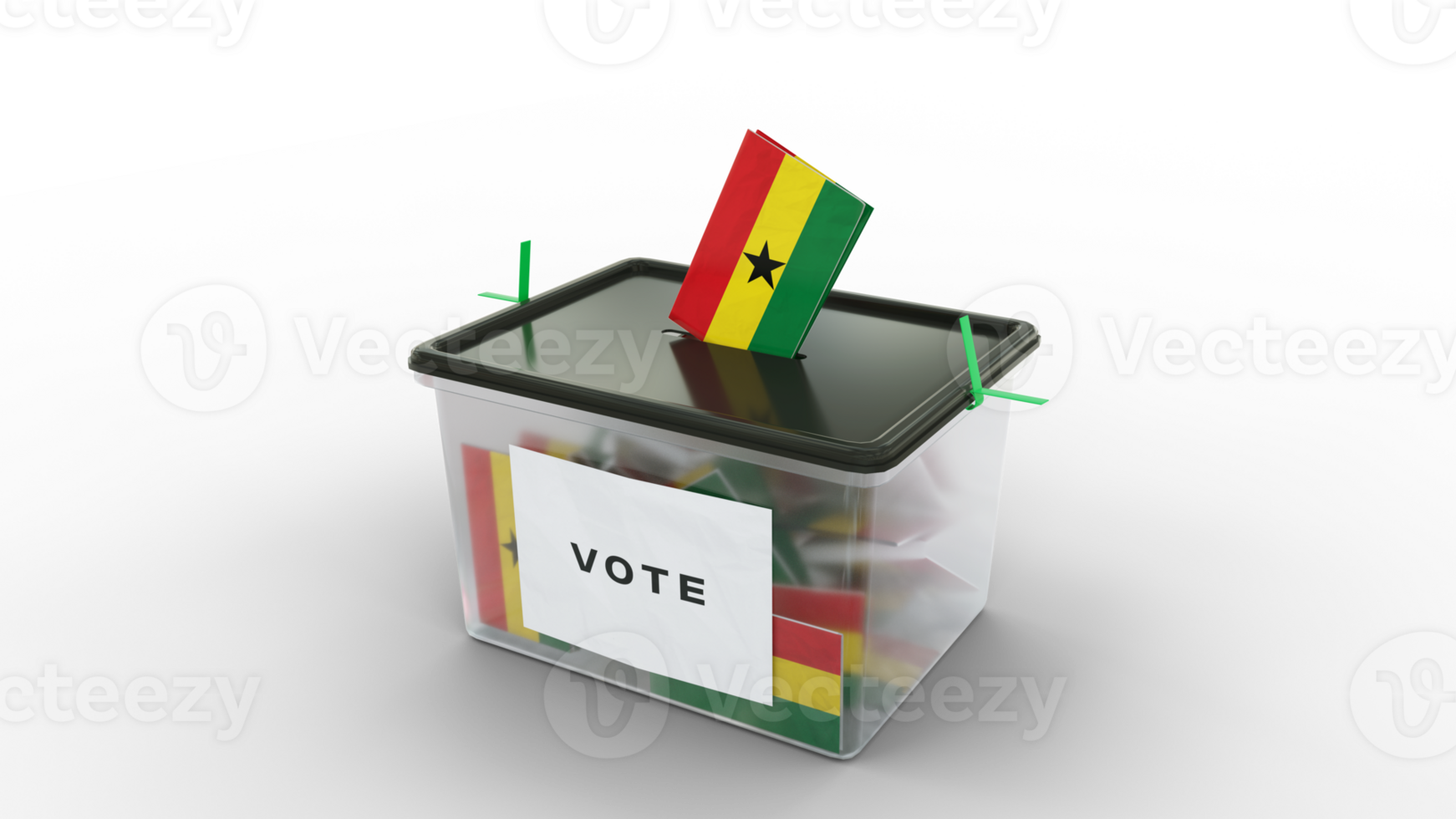 Elections in Ghana. Ballot paper printed in Ghanaian flag colors in