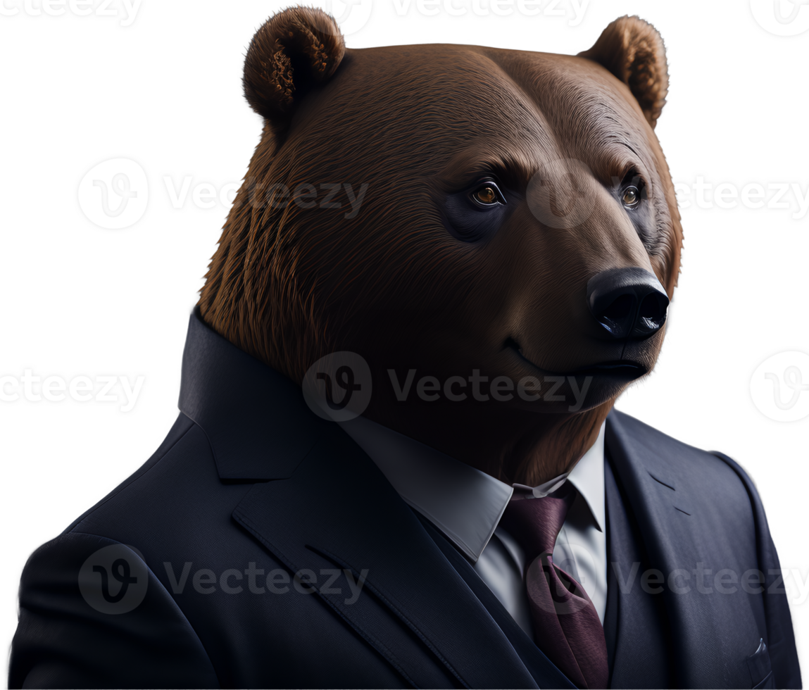 Portrait of Humanoid Anthropomorphic Bear Wearing Businessman Suit ...