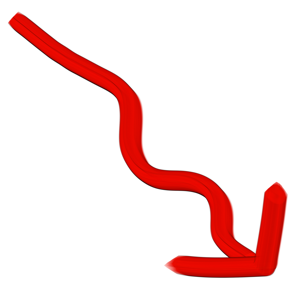 Red arrow icon . The red arrow indicated the direction symbol. curved arrow sign. 3D style. png