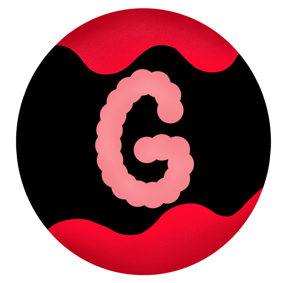 Uppercase in a red-black circle,Alphabet G png