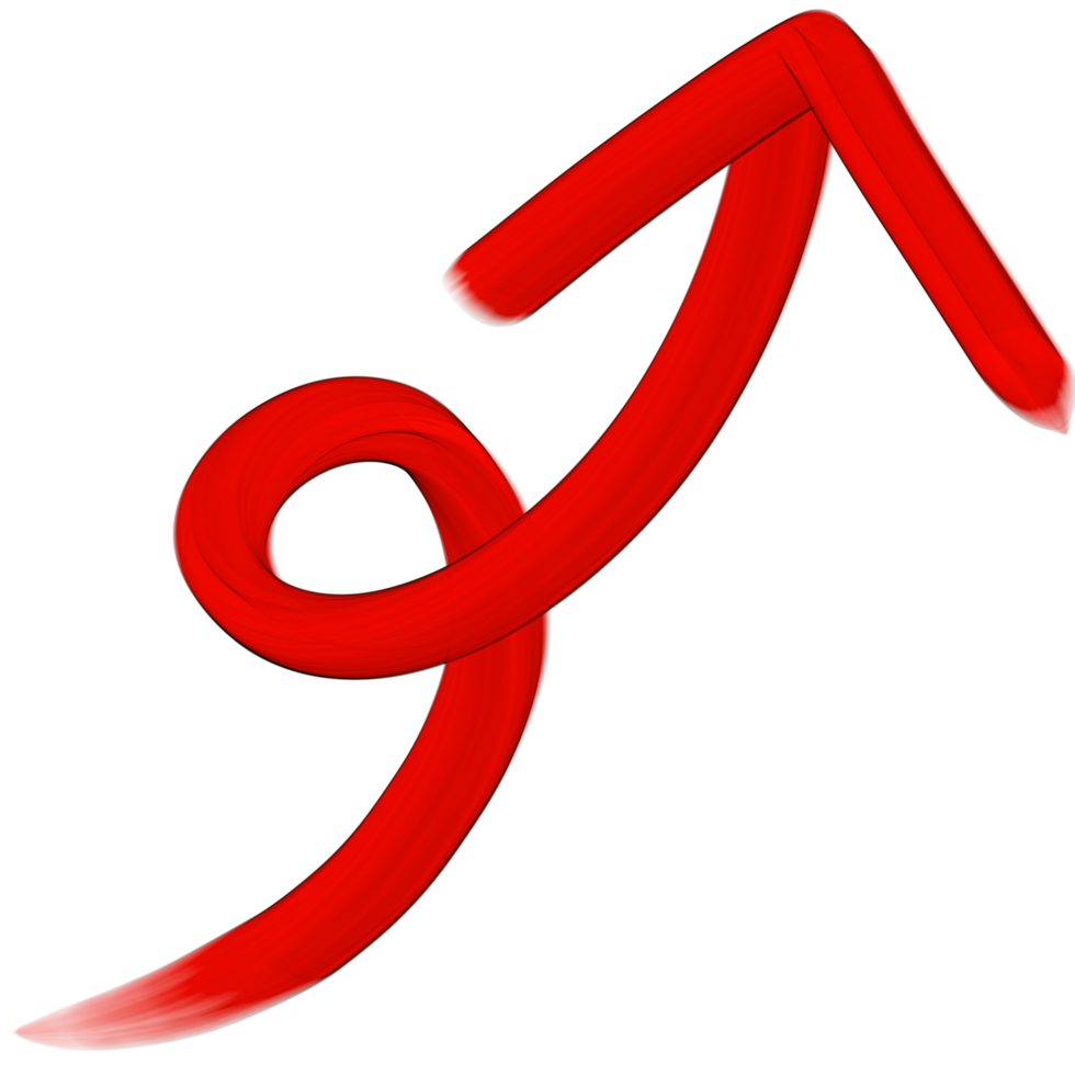Red arrow icon . The red arrow indicated the direction symbol. curved