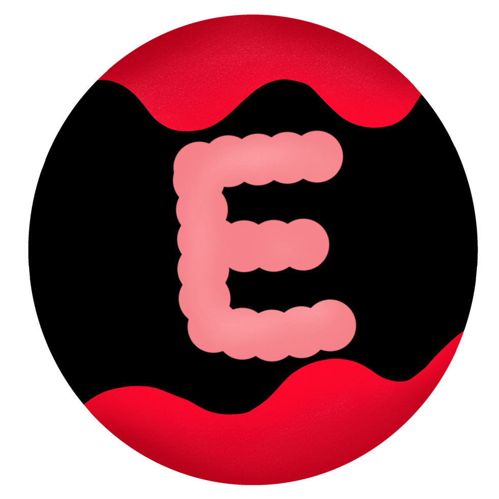 Uppercase in a red-black circle,Alphabet E png