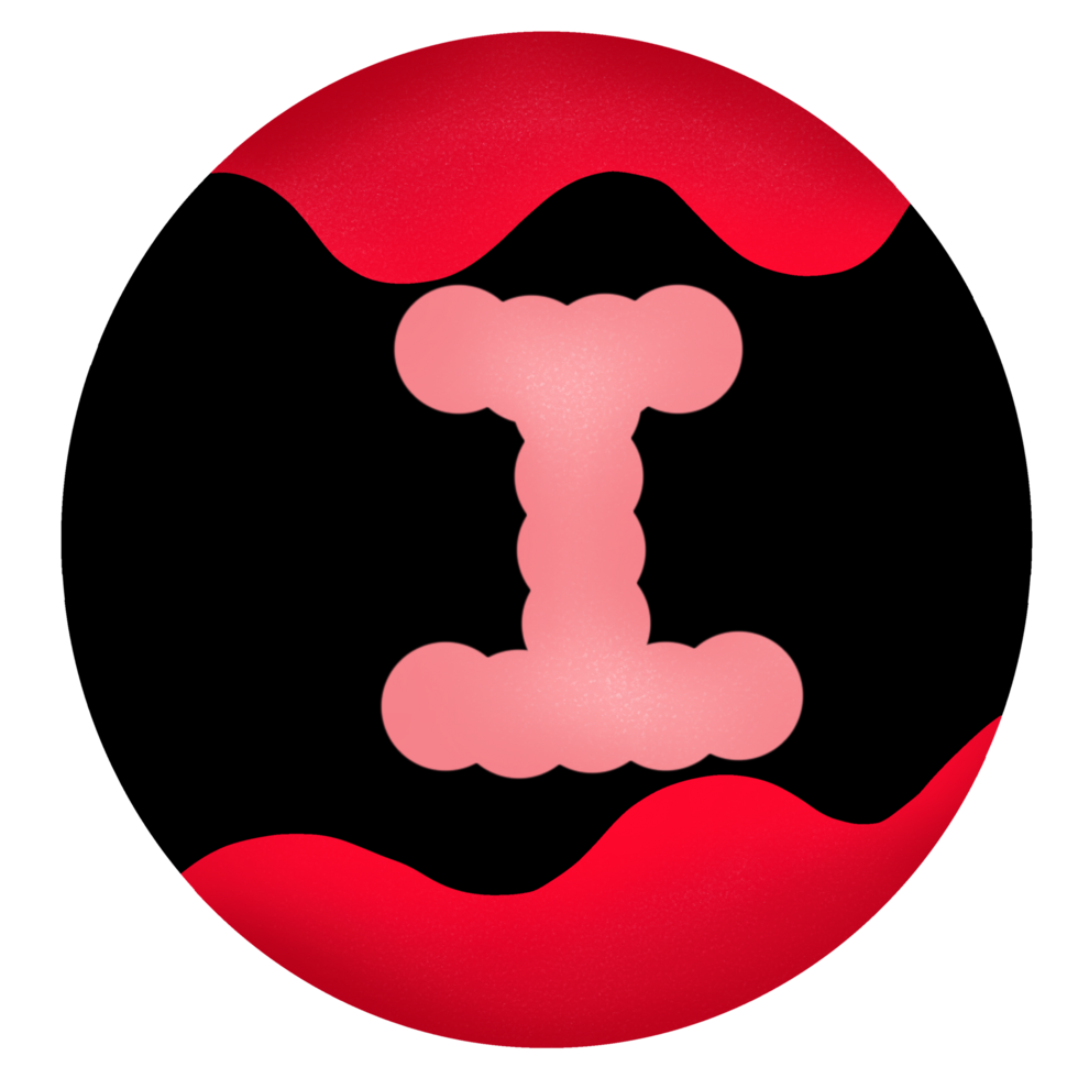 Uppercase in a red-black circle,Alphabet I png