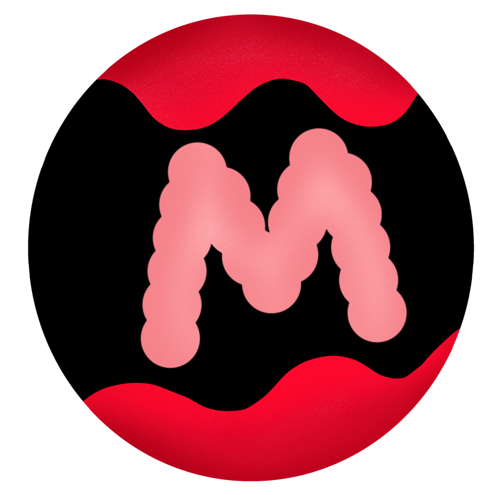 Uppercase in a red-black circle,Alphabet M png