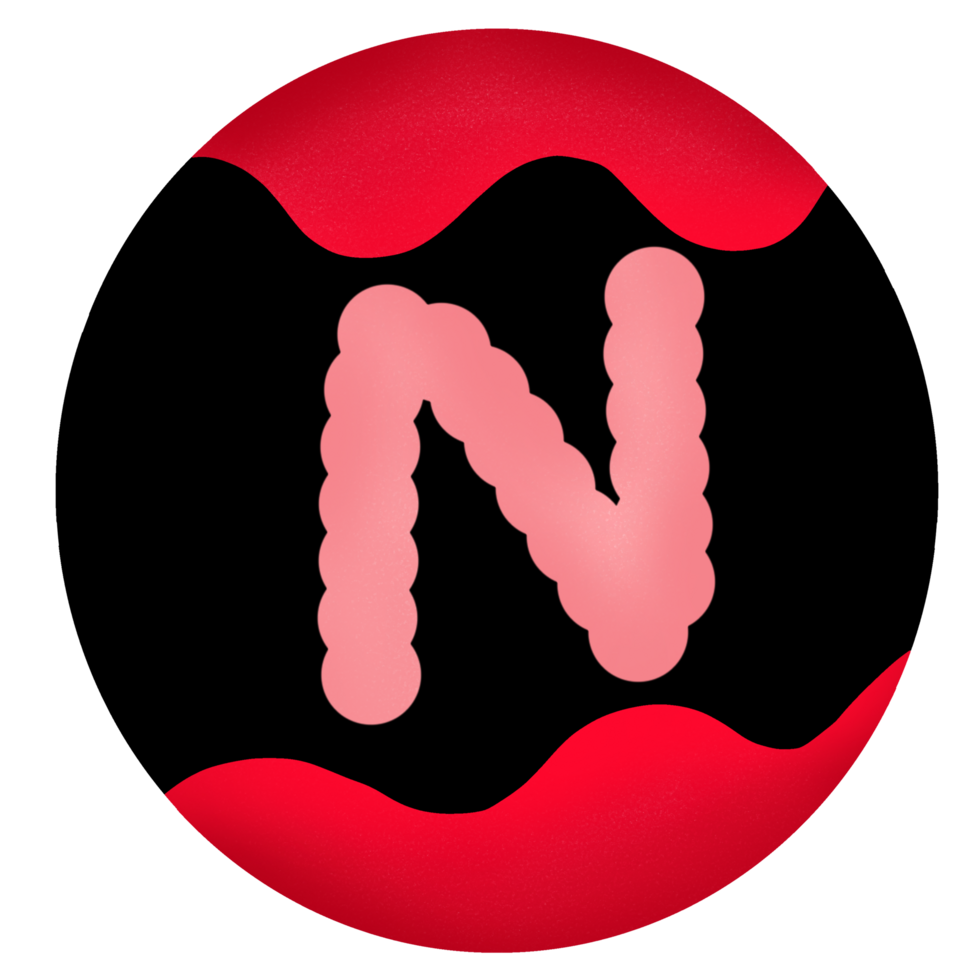 Uppercase in a red-black circle,Alphabet N png