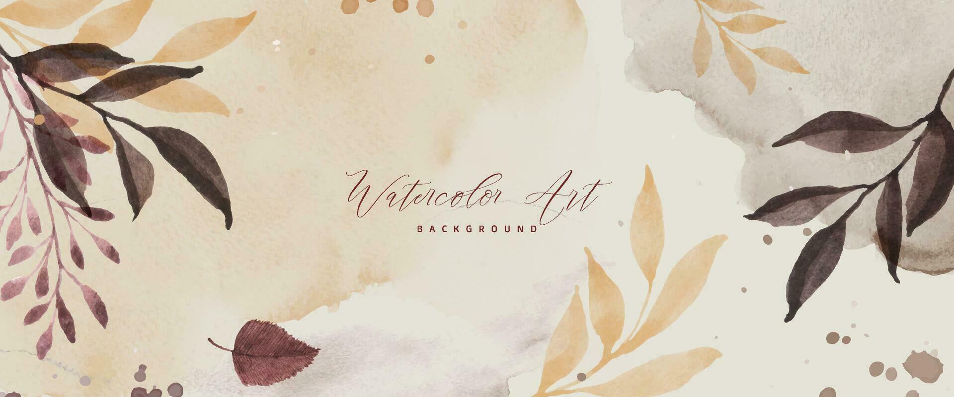 Abstract art background with watercolor autumn leaves vector