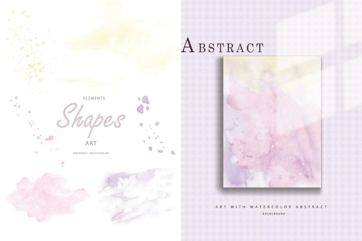 Set of pastel art shapes of splatter brush watercolor hand-painted vector