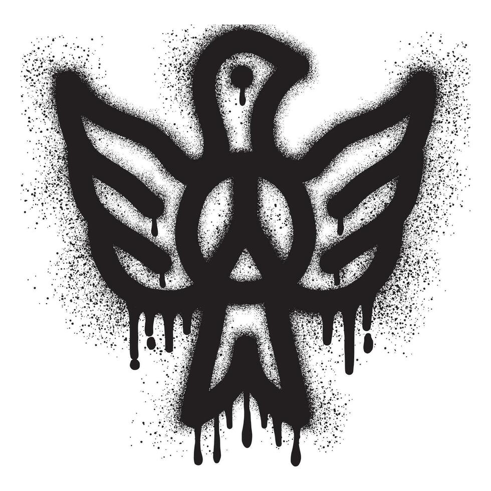 Graffiti dove symbol of peace with black spray paint vector