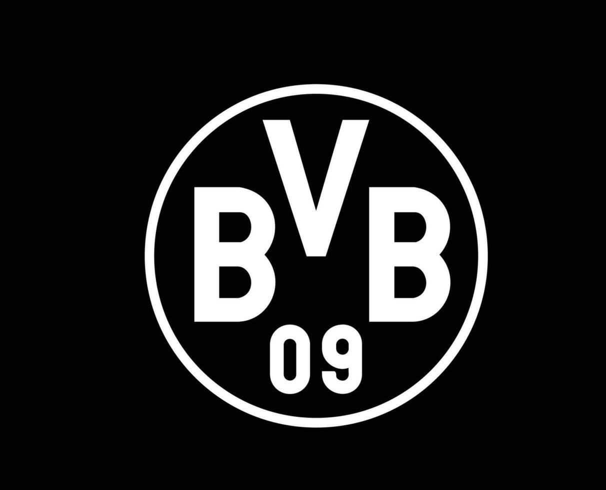 borussia Dortmund club símbolo logo blanco fútbol americano bundesliga Alemania resumen diseño vector ilustración con negro antecedentes