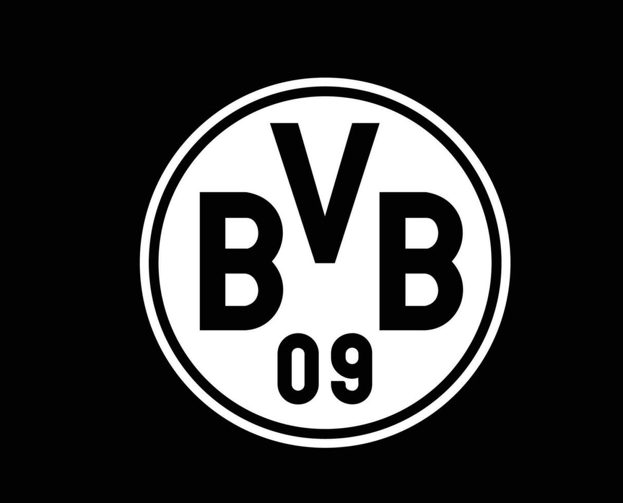 Borussia Dortmund Club Logo Symbol White Football Bundesliga Germany Abstract Design Vector Illustration With Black Background