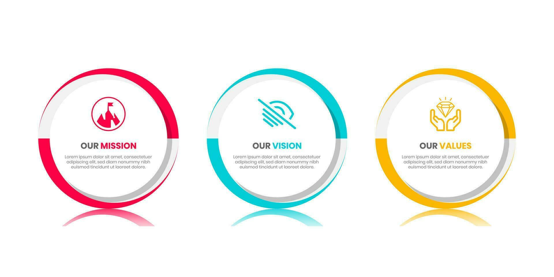 Mission Vision Values infographic Banner template. Company goal infographic design with  Modern flat icon design. vector illustration infographic icon design banner.