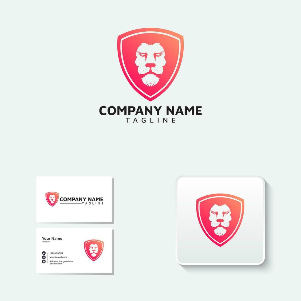 Lion head shield logo Design. Lion head shield security logo. Lion security logo vector