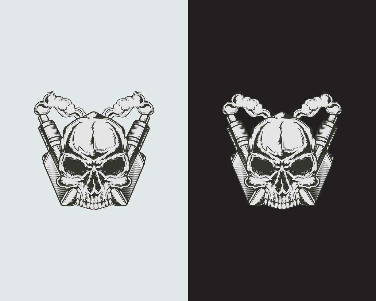 Tshirt print skull vector mascot for apparel design.