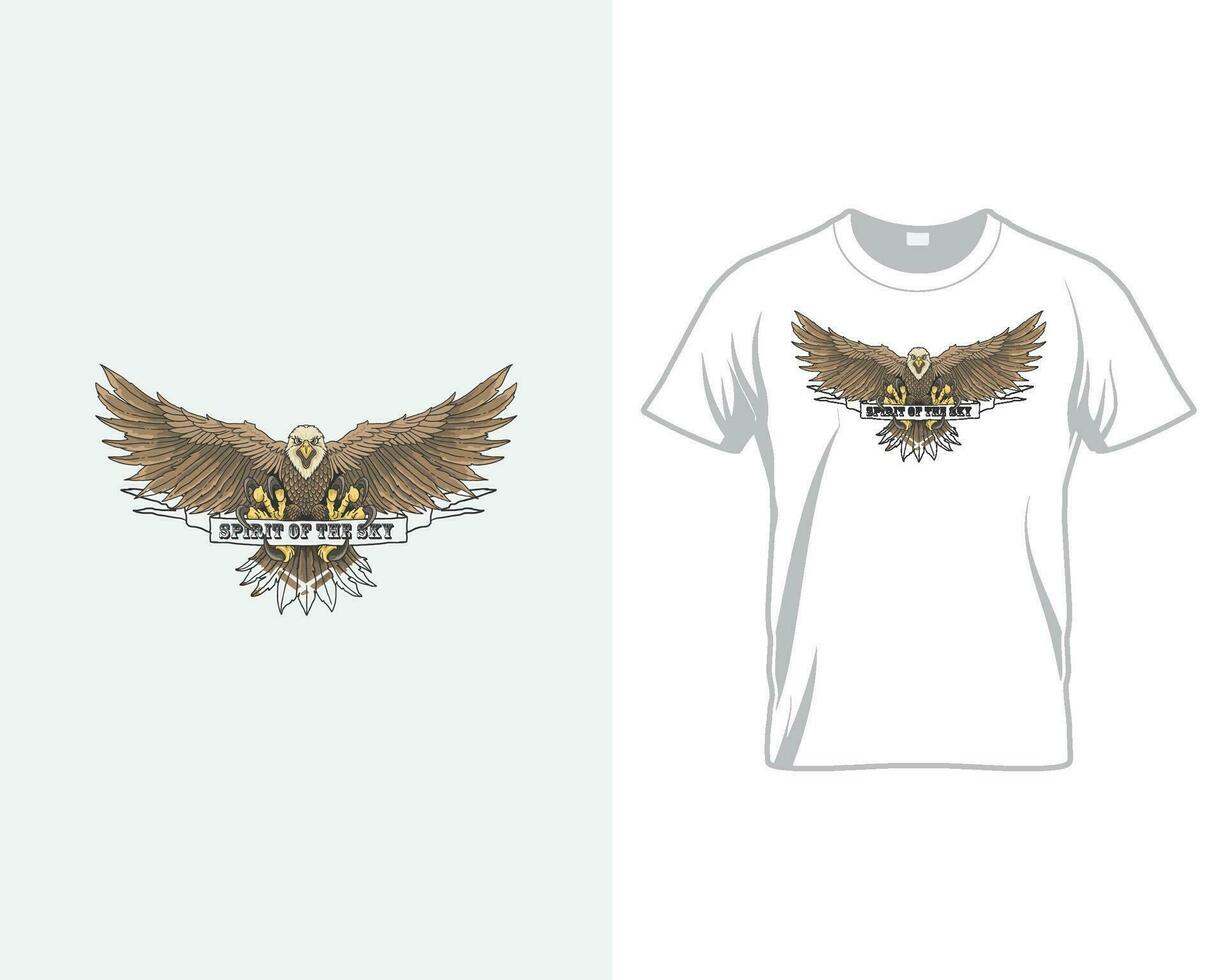 Modern T-shirt design. Eagle T-shirt designs template, t-shirt template black-white, shirt front and back design, print vector illustration