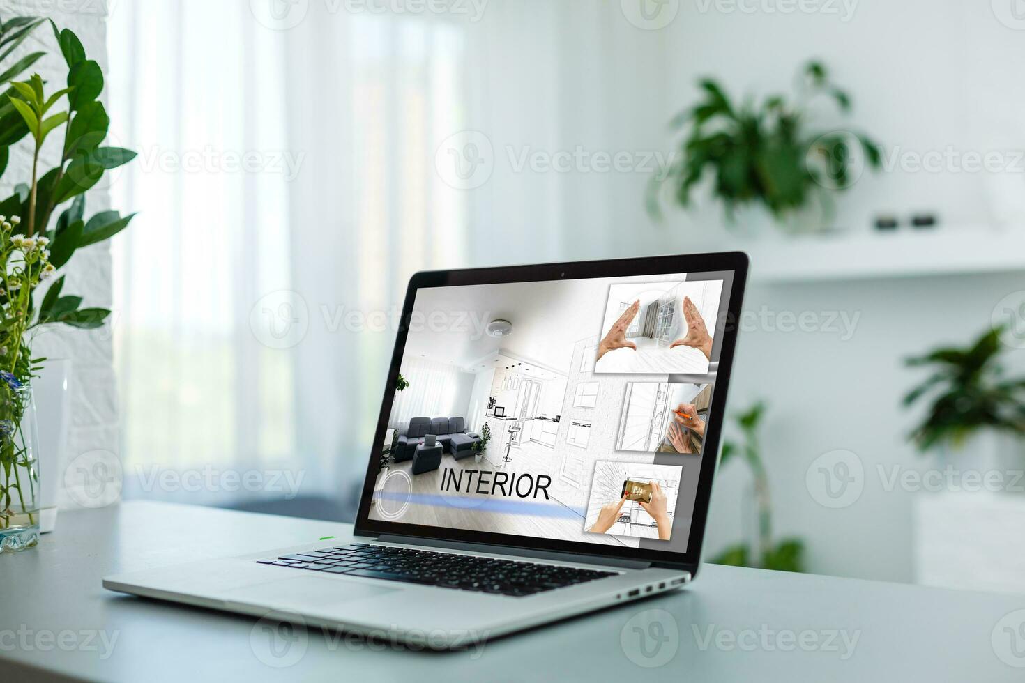 Creative professional designer's desk from above photo