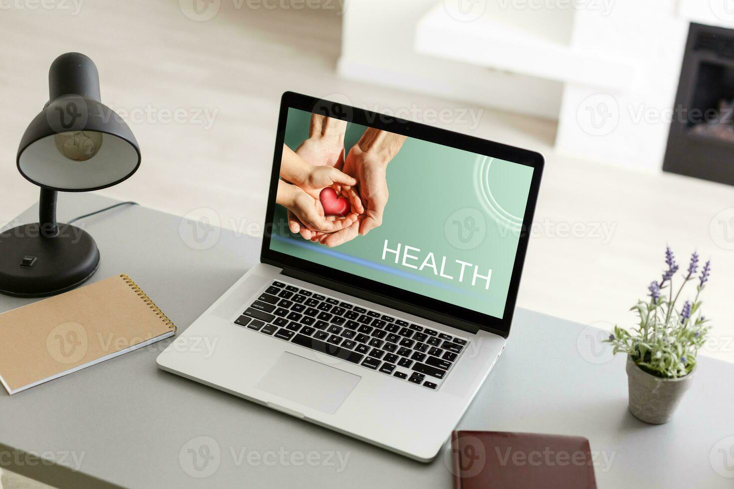 Healthcare online consulting concept, health by laptop photo