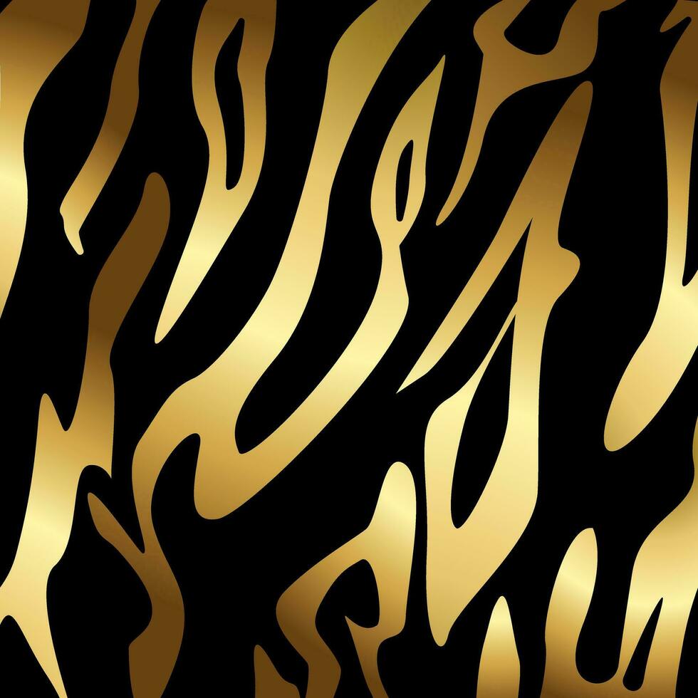 Vector image of golden stripes on a black background imitating the pattern on the skins of a zebra or tiger. EPS 10