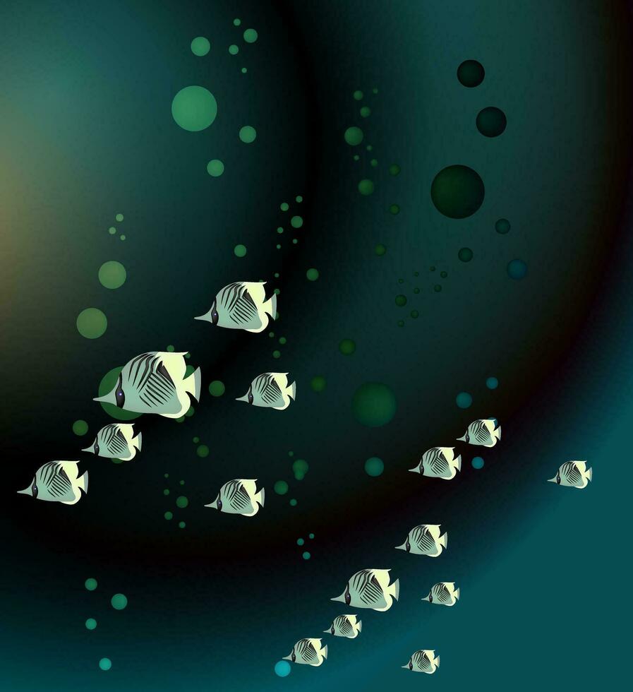Vector image of the seabed or aquarium with fish.