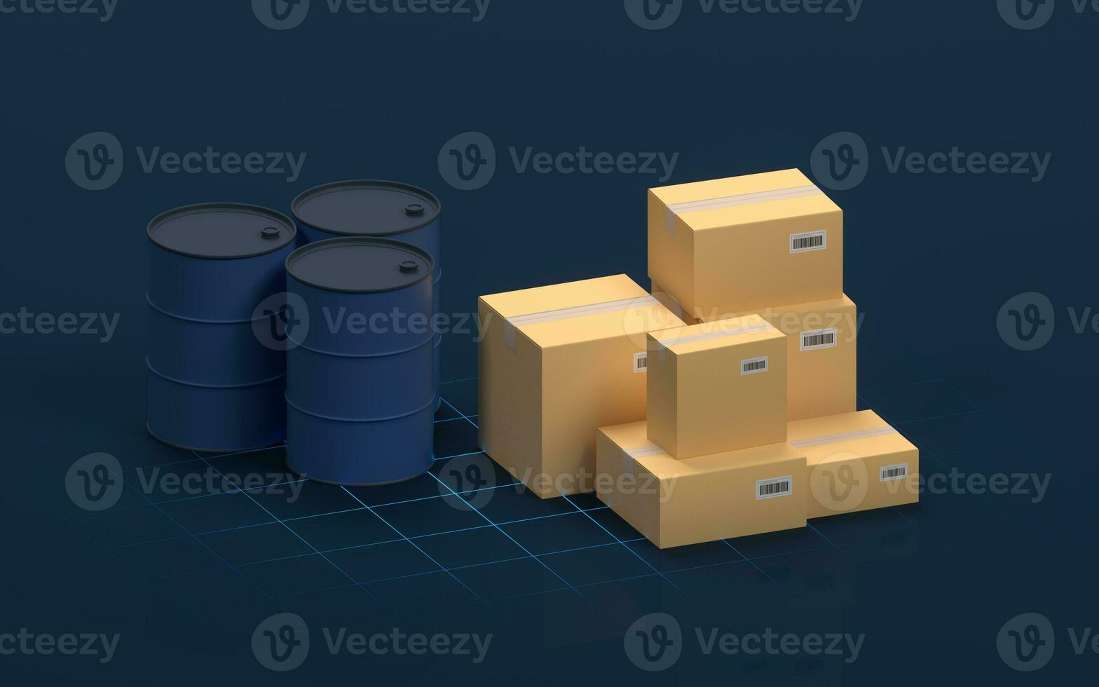 Oil tanks and paper boxes, 3d rendering. photo