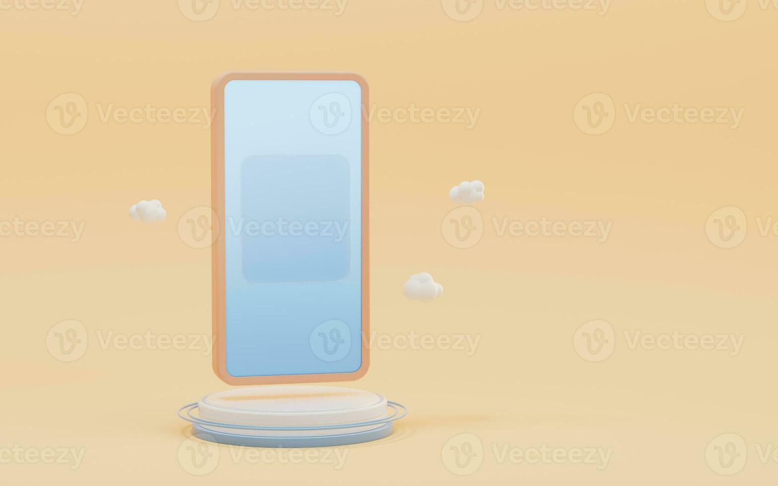 A mobile phone with empty screen, 3d rendering. photo
