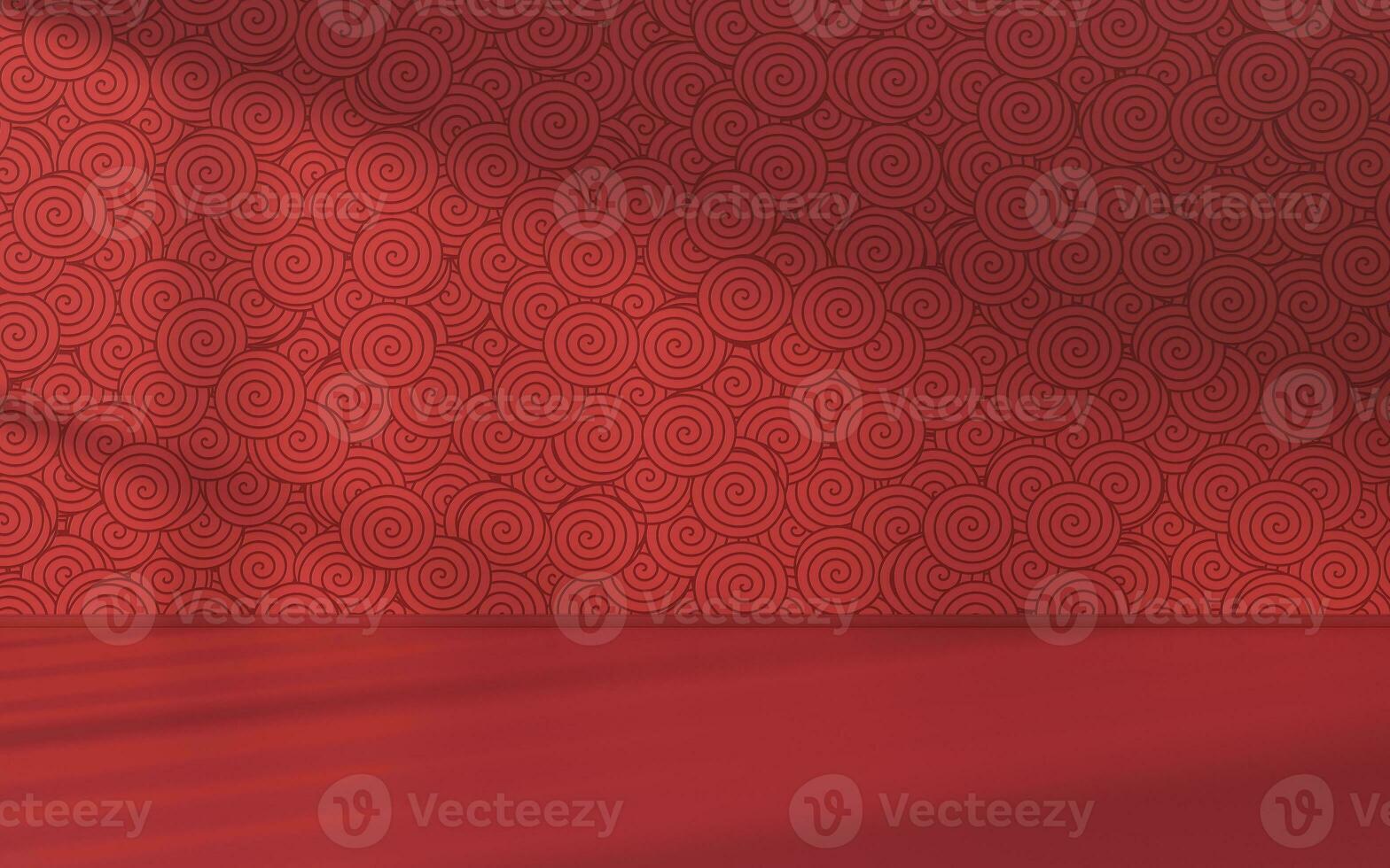 Empty room with red background, 3d rendering. photo