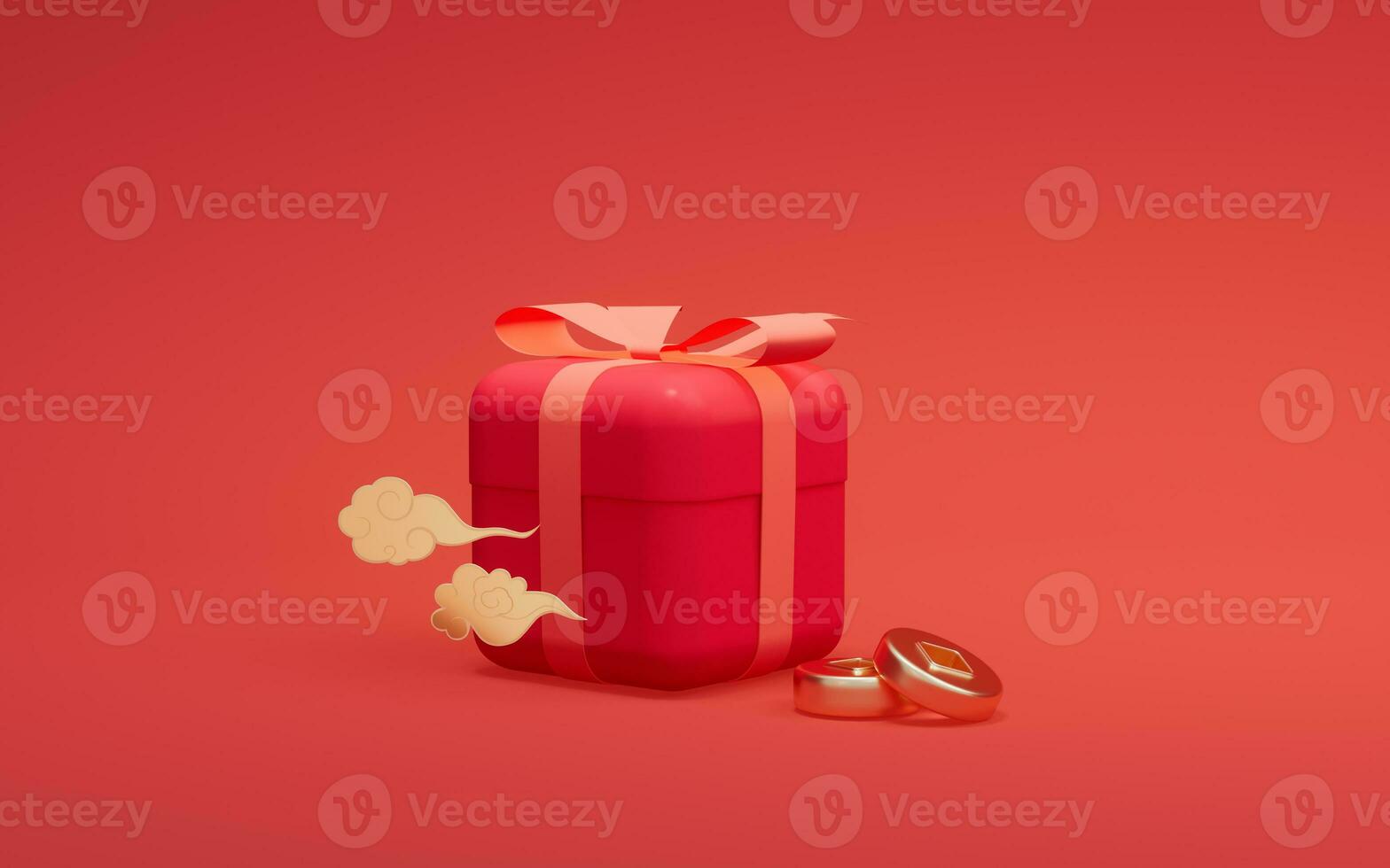 Gifts and Chinese style background, 3d rendering. photo