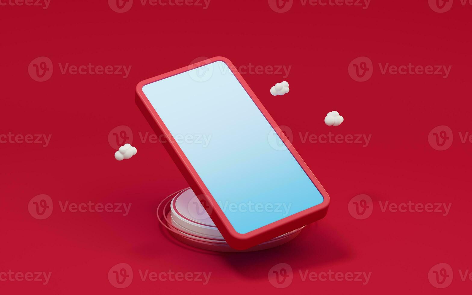 A mobile phone with empty screen, 3d rendering. photo