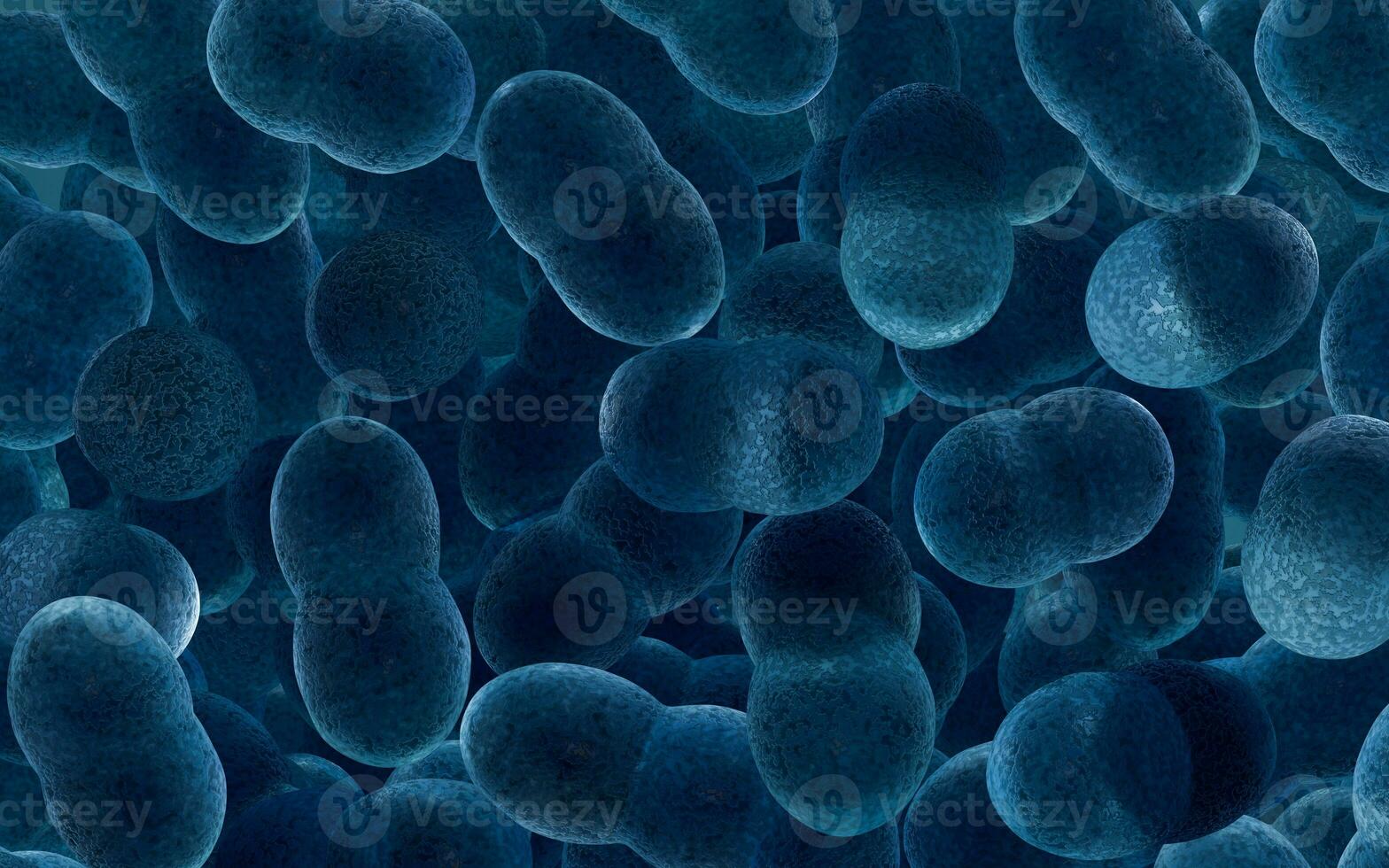 Large groups of germs with blue background, 3d rendering. photo