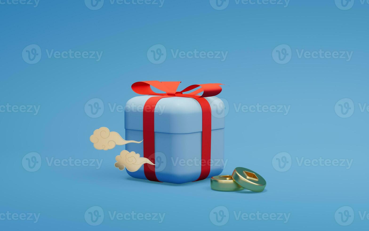 Gifts and Chinese style background, 3d rendering. photo